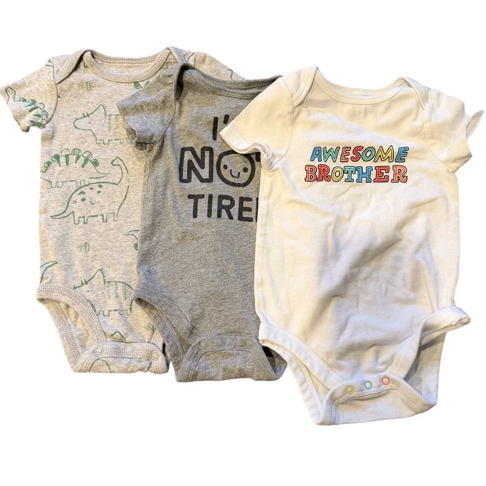 Baby Boy Bodysuit Lot 3pc 